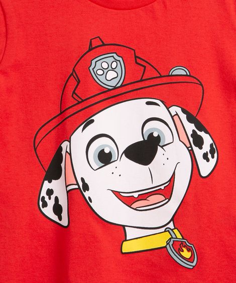 camiseta infantil manga curta patrulha canina vermelho