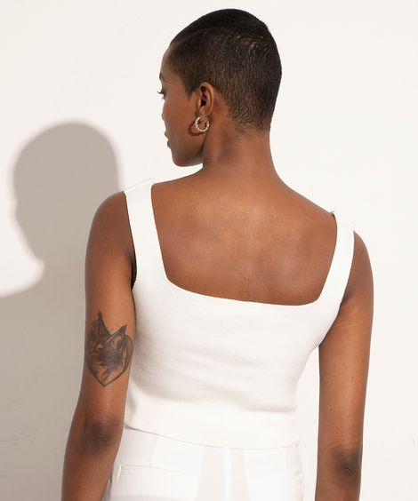 regata cropped de tricô alça larga mindset off white