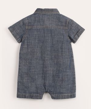 macaquinho jeans infantil manga curta azul médio