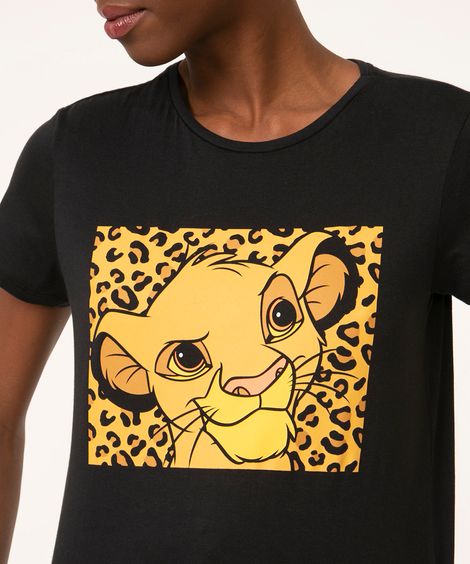 camiseta de algodão manga curta o rei leão preta
