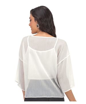 Blusa Feminina Com Cropped Chiffon Rovitex Bege