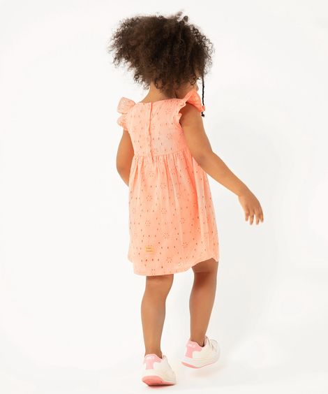 vestido infantil de laise com laço coral
