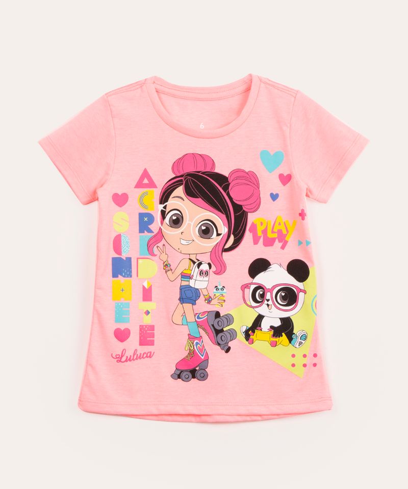 Camiseta Infantil Luluca r Juvenil Meninas Rosa Pink