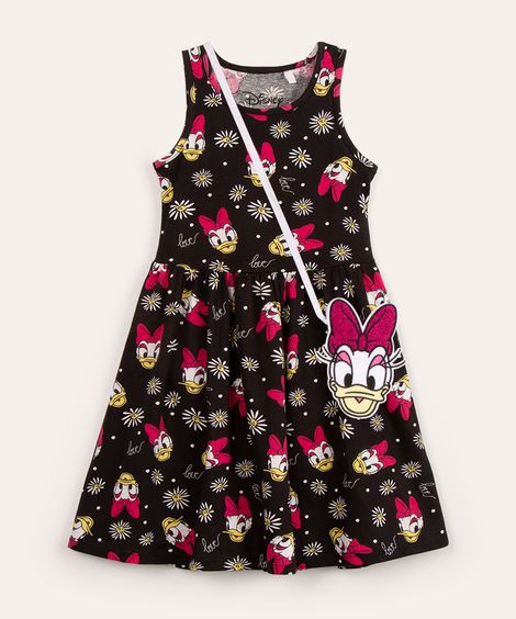 vestido infantil margarida com bolsa preto