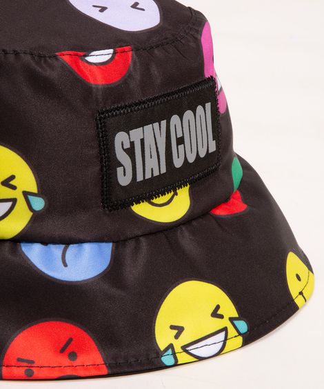 chapéu juvenil bucket hat com bordado preto