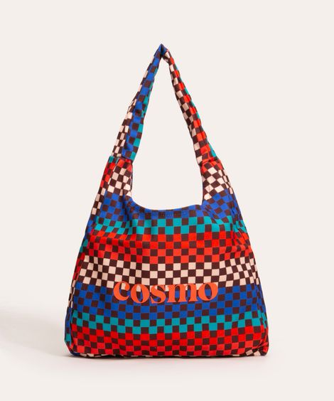 bolsa shoulder quadriculada cosmo multicor