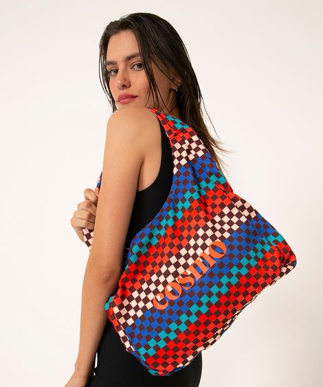 bolsa shoulder quadriculada cosmo multicor