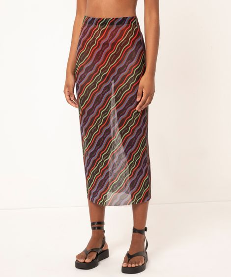 saia midi de tule ondas cosmo preto
