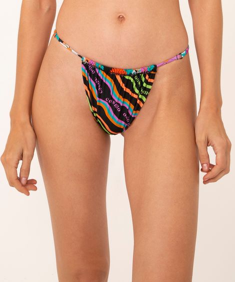 biquíni calcinha tanga string franzido areia cosmo com proteção uv50 preto