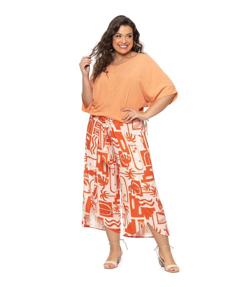 blusa feminina plus size secret glam laranja - C&A