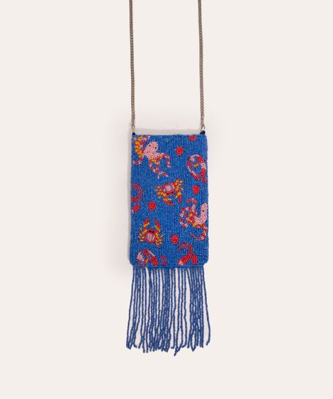 bolsa de miçangas phone bag la pomponera azul