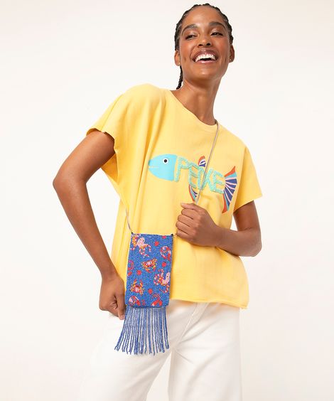 bolsa de miçangas phone bag la pomponera azul