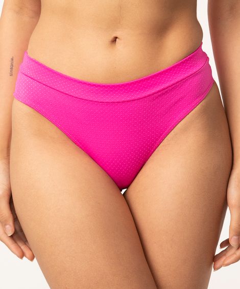 biquíni calcinha tanga recorte duplo textura poá com proteção uv50+ rosa