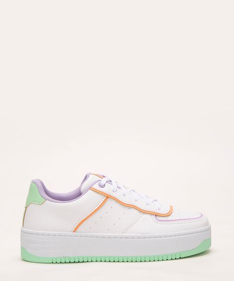 tênis casual com recortes branco