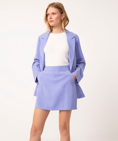 minissaia de viscose cintura super alta azul
