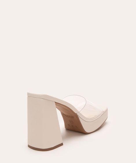 tamanco salto alto meia pata de vinil oneself off white