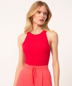 regata de tricô halter neck rosa