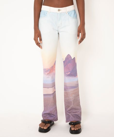 calça de sarja bootcut paisagem cosmo branca