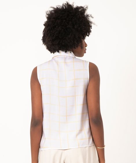 camisa sem manga xadrez off white