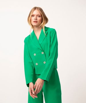 blazer cropped vista dupla verde