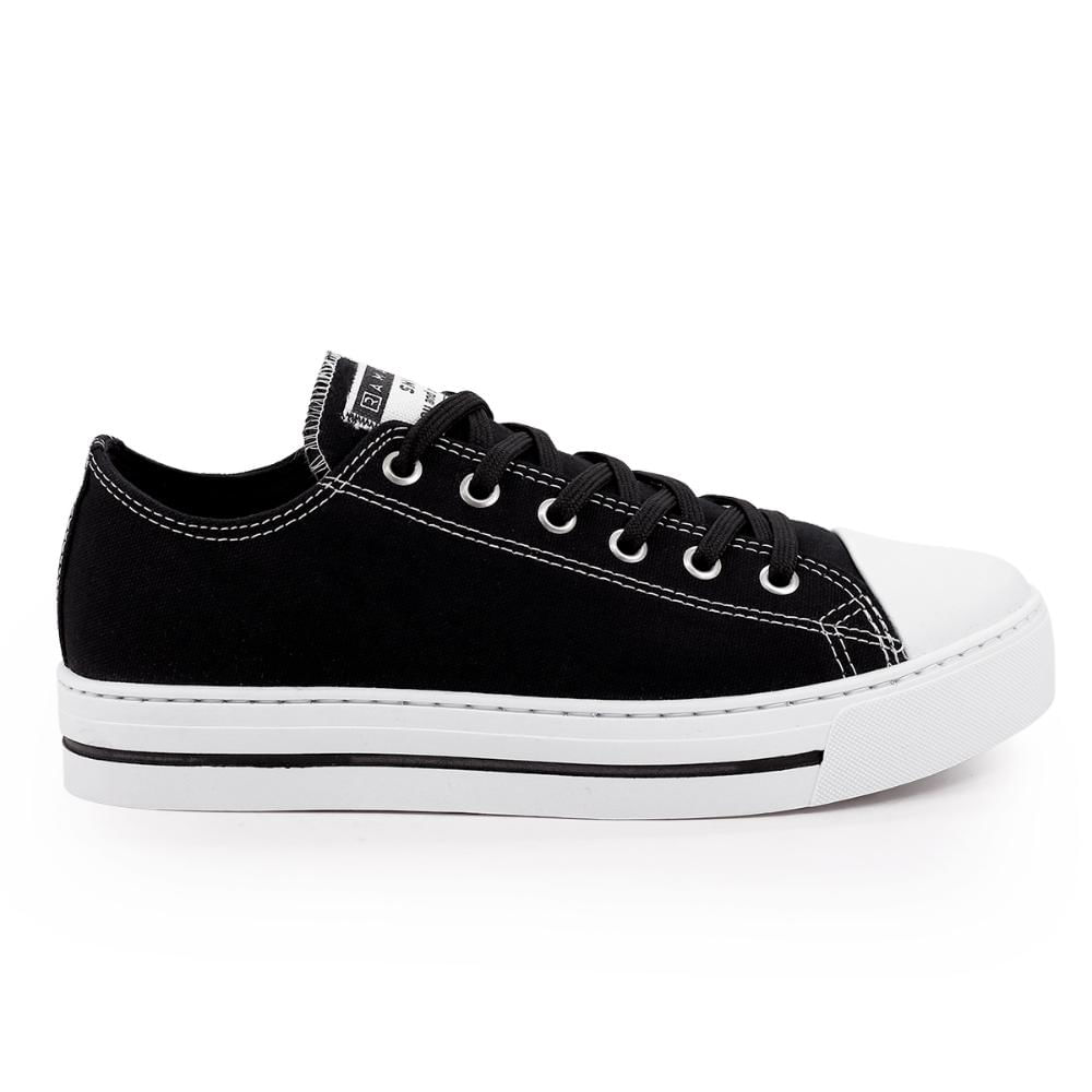 Tenis Casual Feminino Branco Preto em Promoção