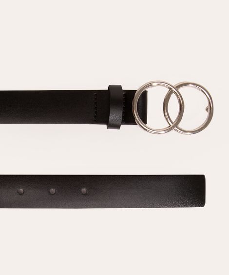 cinto médio com fivela de metal dupla preto