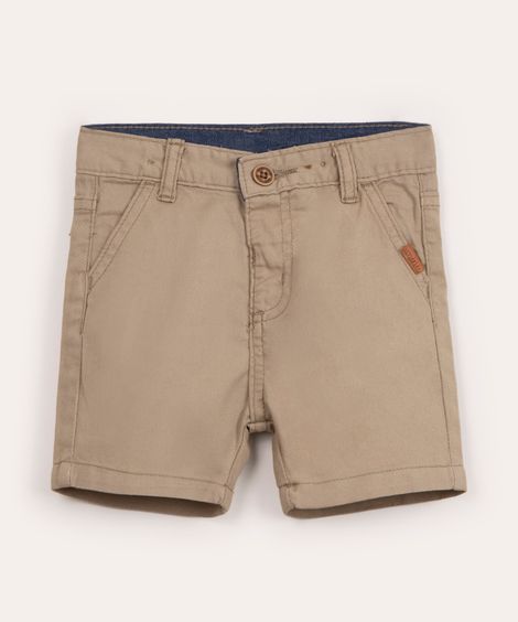 short infantil de sarja bege