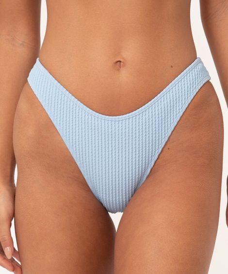 biquíni calcinha tanga asa delta texturizada com proteção uv50 azul claro