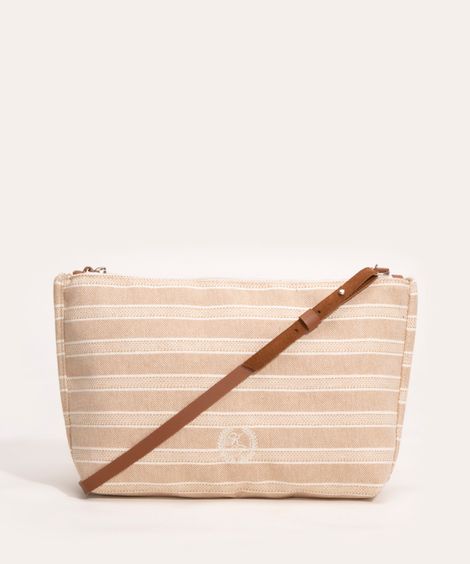 bolsa baguete listrada kf branding bege claro