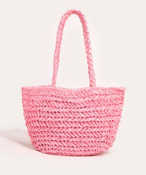 bolsa shopper palha rosa