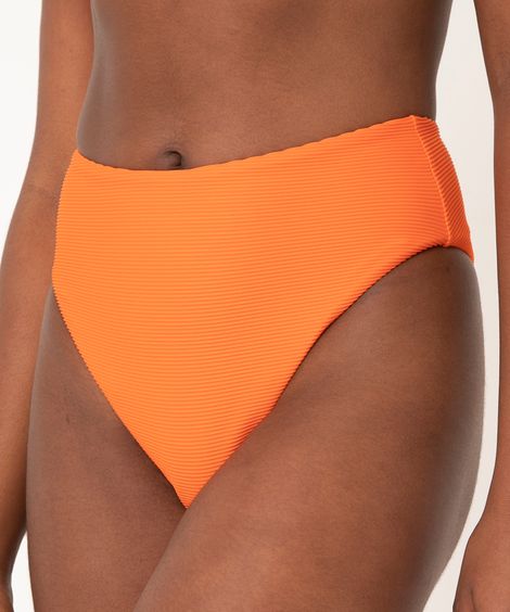 biquíni calcinha hot pant canelada com proteção uv50 laranja