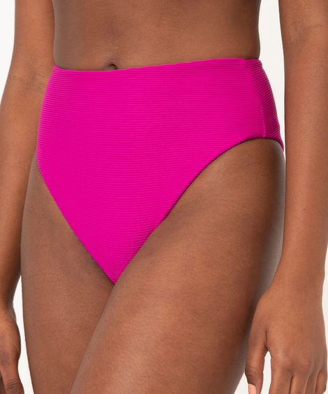 biquíni calcinha hot pant canelada com proteção uv50 rosa escuro