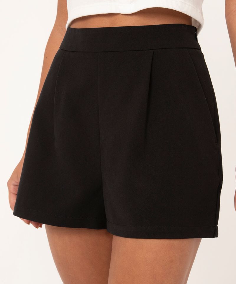 Short de tecido hot sale preto cintura alta