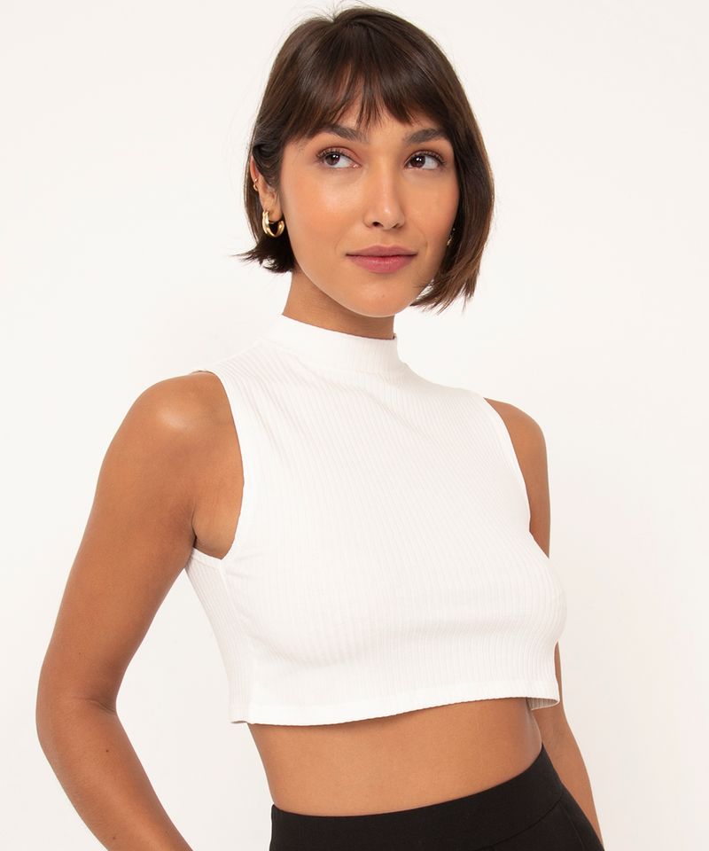Cropd blusa feminina moda blogueira com traça no decote - R$ 39.99, cor  Branco (canelada, com bojo) #137910, compre agora