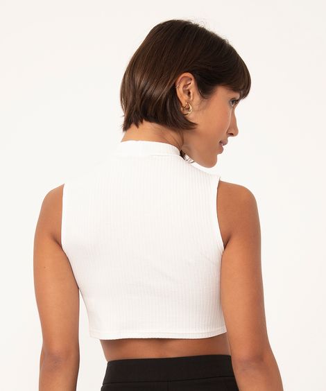 blusa cropped gola alta off white