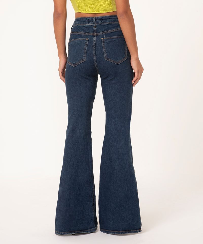 Calça jeans best sale flare azul escuro