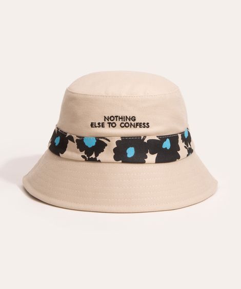 chapéu bucket de sarja floral bege