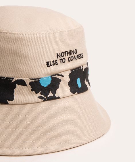 chapéu bucket de sarja floral bege