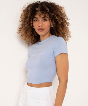 camiseta cropped baby look manga curta wellness off white - C&A