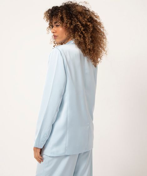 blazer alfaiataria de cetim azul claro
