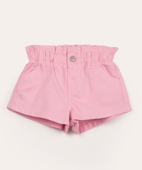 short infantil de sarja clochard rosa claro