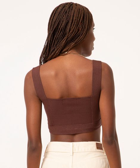 top cropped de bandagem marrom