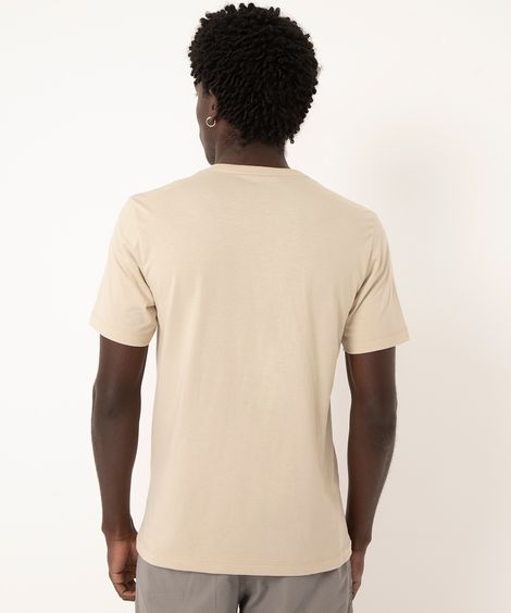 camiseta básica manga curta gola portuguesa - bege