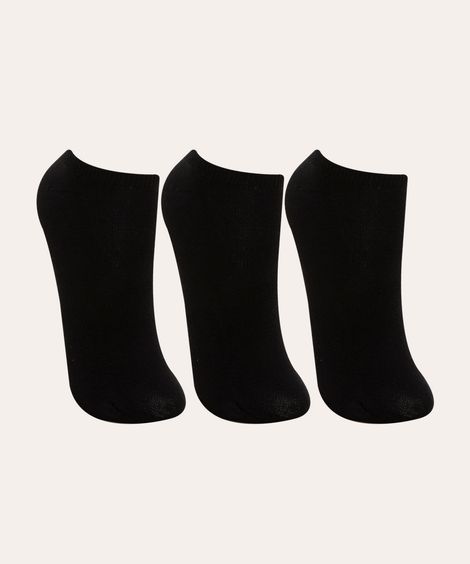 kit de 3 pares de meias cano baixo preto