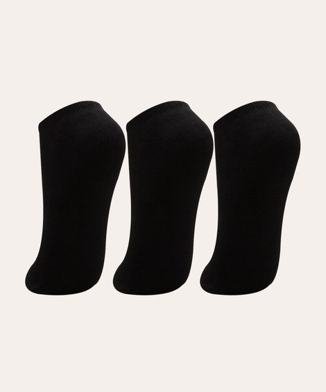 kit de 3 pares de meias cano baixo preto