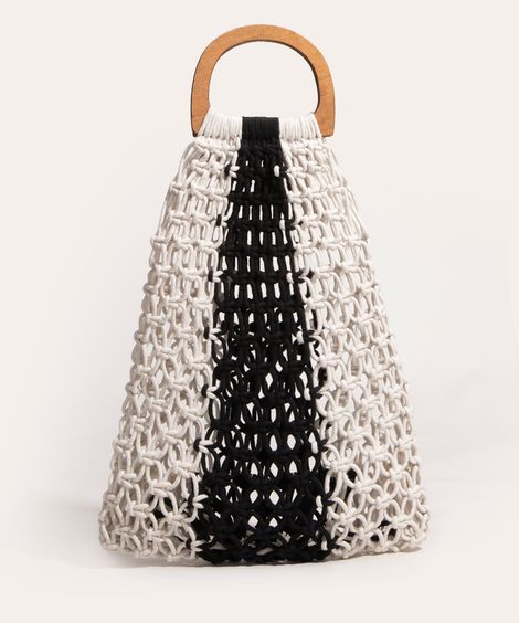 bolsa macramê bicolor off white