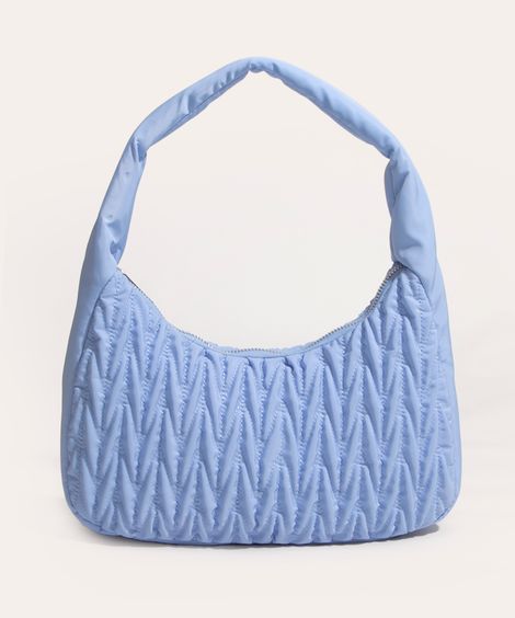 bolsa baguete nylon matelassê azul