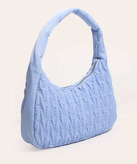 bolsa baguete nylon matelassê azul