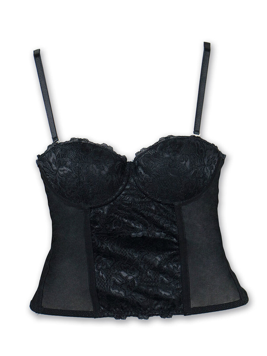 C&A top cropped corset renda azul escuro 