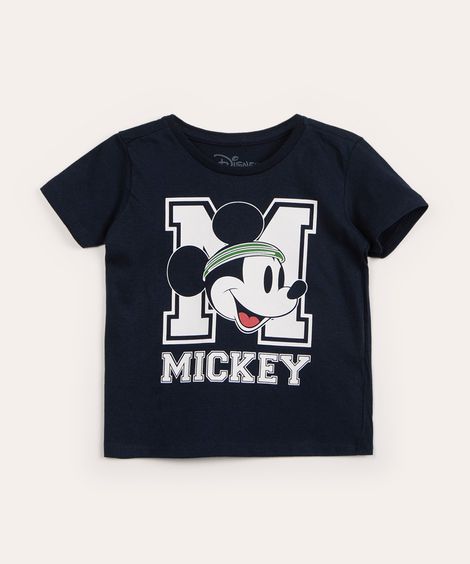 camiseta infantil manga curta mickey azul marinho
